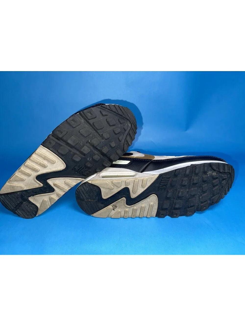 Nike Air Max 90 GS Black White Gold DB9578-001 Youth Size 7.5Y Sneakers